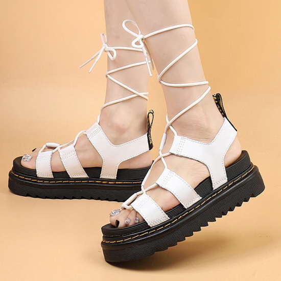 2021 New Summer Martens Women Shoes For Comfy Soft Women Sandals Thick Ladies Sandals Genuine Leather Sandals Large Size 35-44