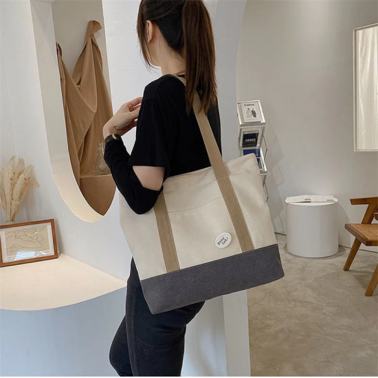 Ladies Canvas Tote Bag Female College Students Large-capacity Shoulder Canvas Bag Travel Bag Shopping Bag Beach Bag for Woman