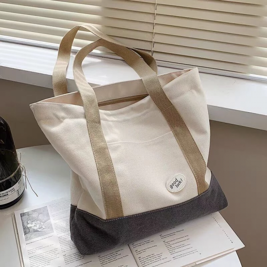 Ladies Canvas Tote Bag Female College Students Large-capacity Shoulder Canvas Bag Travel Bag Shopping Bag Beach Bag for Woman